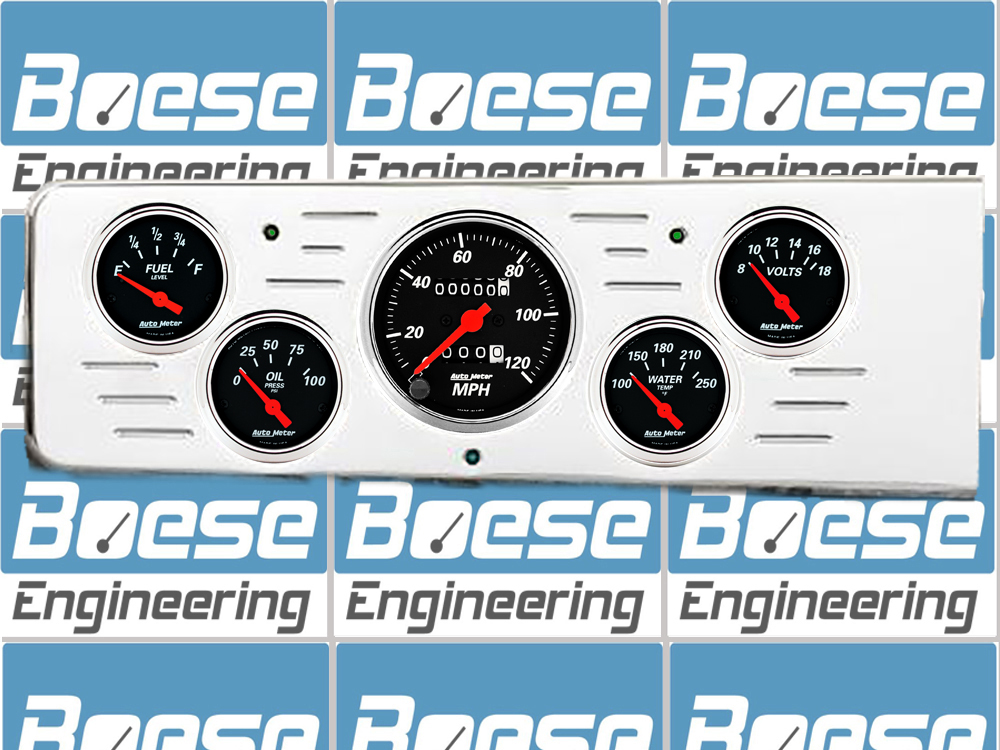 1940 Chevy Car Billet Aluminum Gauge Panel With Auto Meter Street Rod series gauges - Image 2