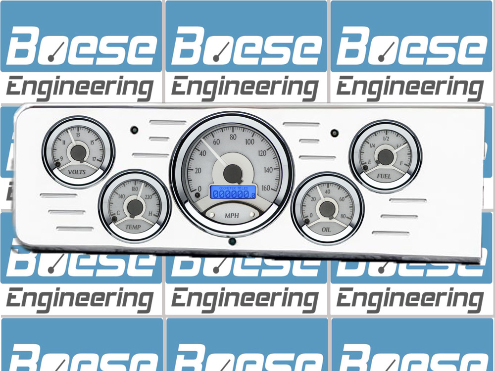 1940 Chevy Car Billet Aluminum Gauge Panel w/ Dakota Digital VHX-1050 Silver Alloy Gauges - Image 3