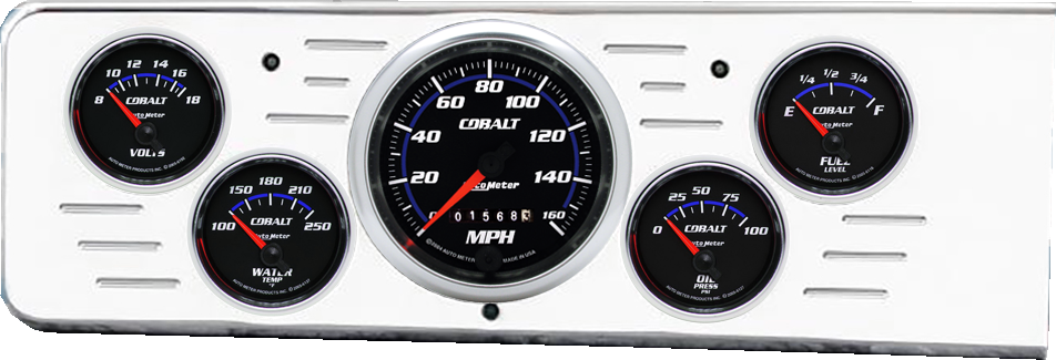 1940 Chevy Car Billet Aluminum Gauge Panel w/ Auto Meter Cobalt Gauges