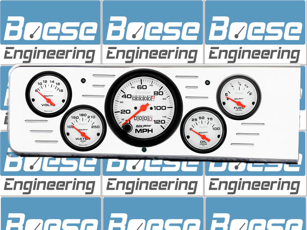 1940 Chevy Car Billet Aluminum Gauge Panel w/ Auto Meter Phantom gauges