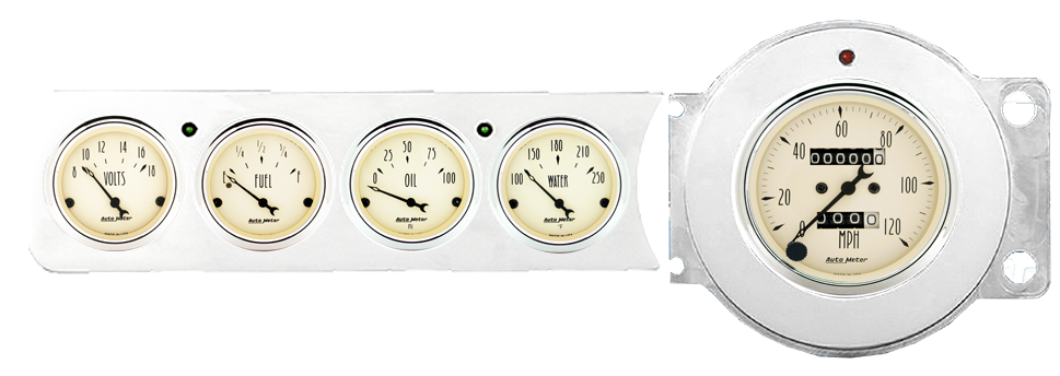 1941-1948 Chevy Car Gauge Panels w/ AutoMeter Street Rod Series Gauges - Image 4