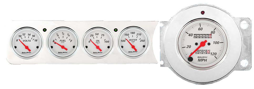 1941-1948 Chevy Car Gauge Panels w/ AutoMeter Street Rod Series Gauges - Image 6