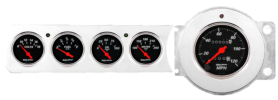 1941-1948 Chevy Car Gauge Panels w/ AutoMeter Street Rod Series Gauges - Image 5
