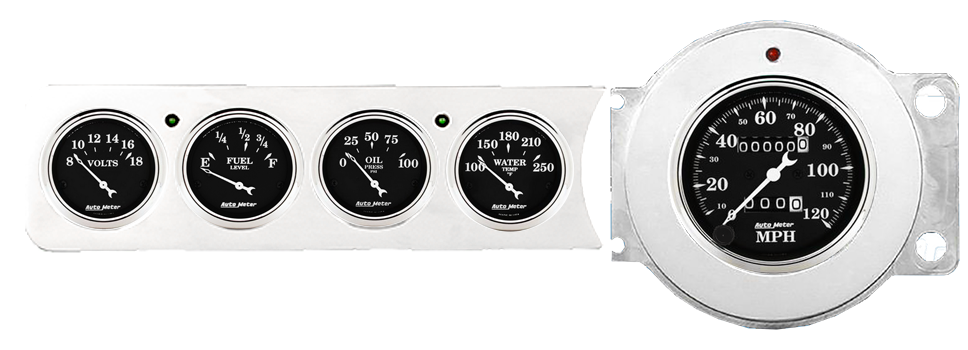1941-1948 Chevy Car Gauge Panels w/ AutoMeter Street Rod Series Gauges - Image 2