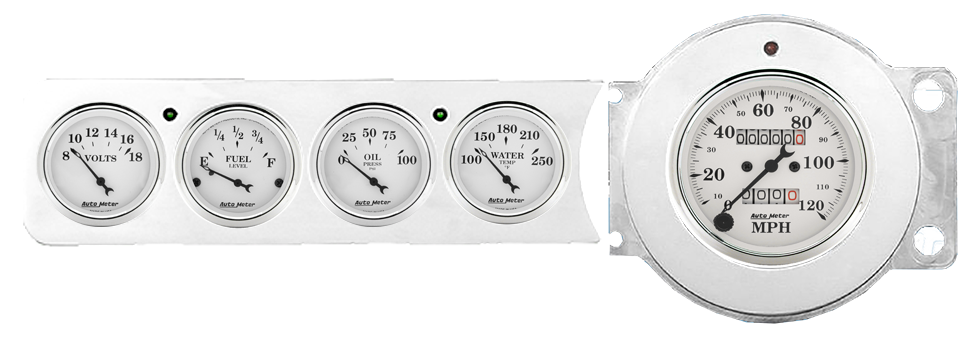 1941-1948 Chevy Car Gauge Panels w/ AutoMeter Street Rod Series Gauges - Image 3