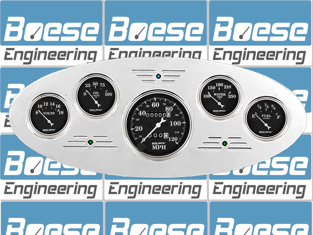 1933-1934 Plymouth Billet Aluminum Gauge Panel w/ Auto Meter Street Rod series gauges