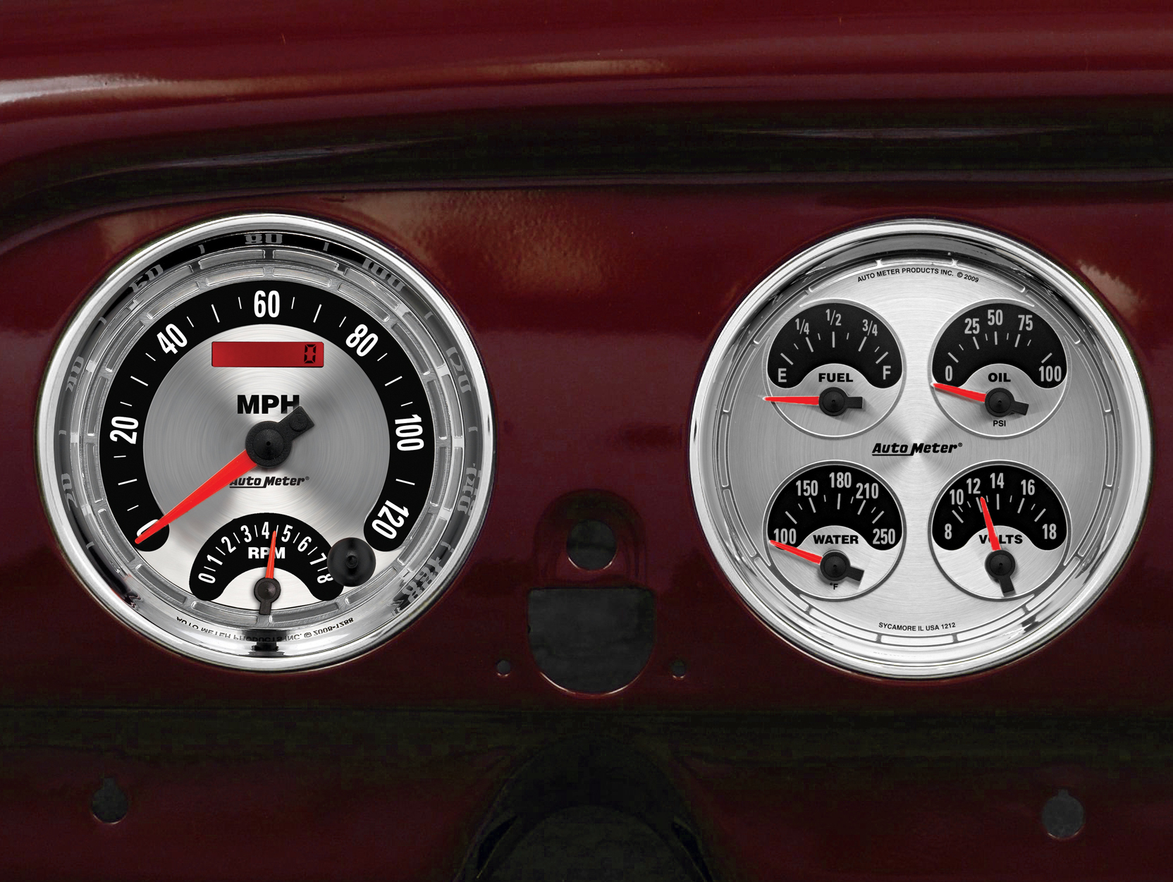 1951-1952 Chevy Car Billet Aluminum Adapter Rings w/ AutoMeter American Muscle Gauges (Speedo/Tach)