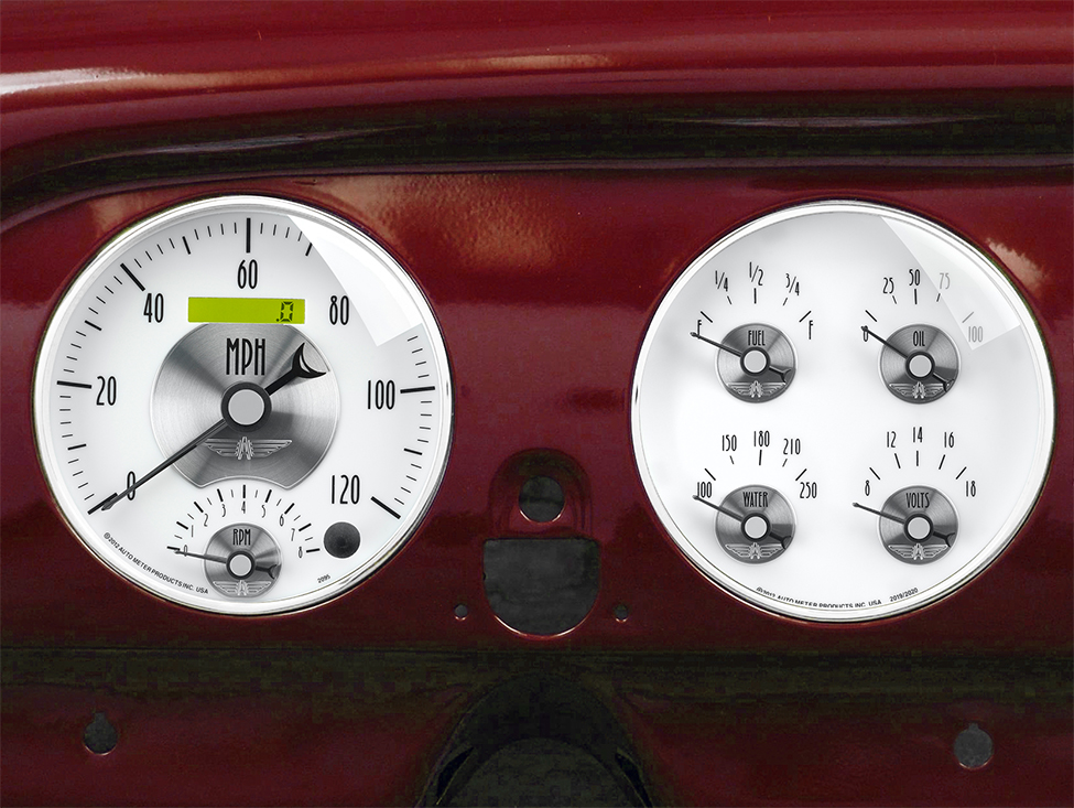 1951-1952 Chevy Car Billet Aluminum Adapter Rings w Auto Meter Prestige Series Gauges - Image 2