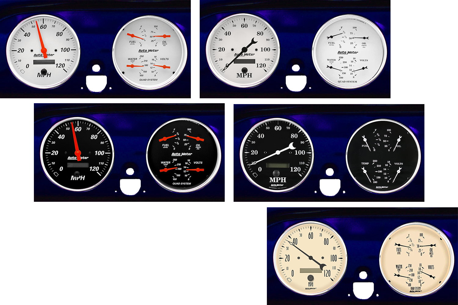 1951-1952 Chevy Car Billet Aluminum Adapter Rings AutoMeter Street Rod Series Gauges