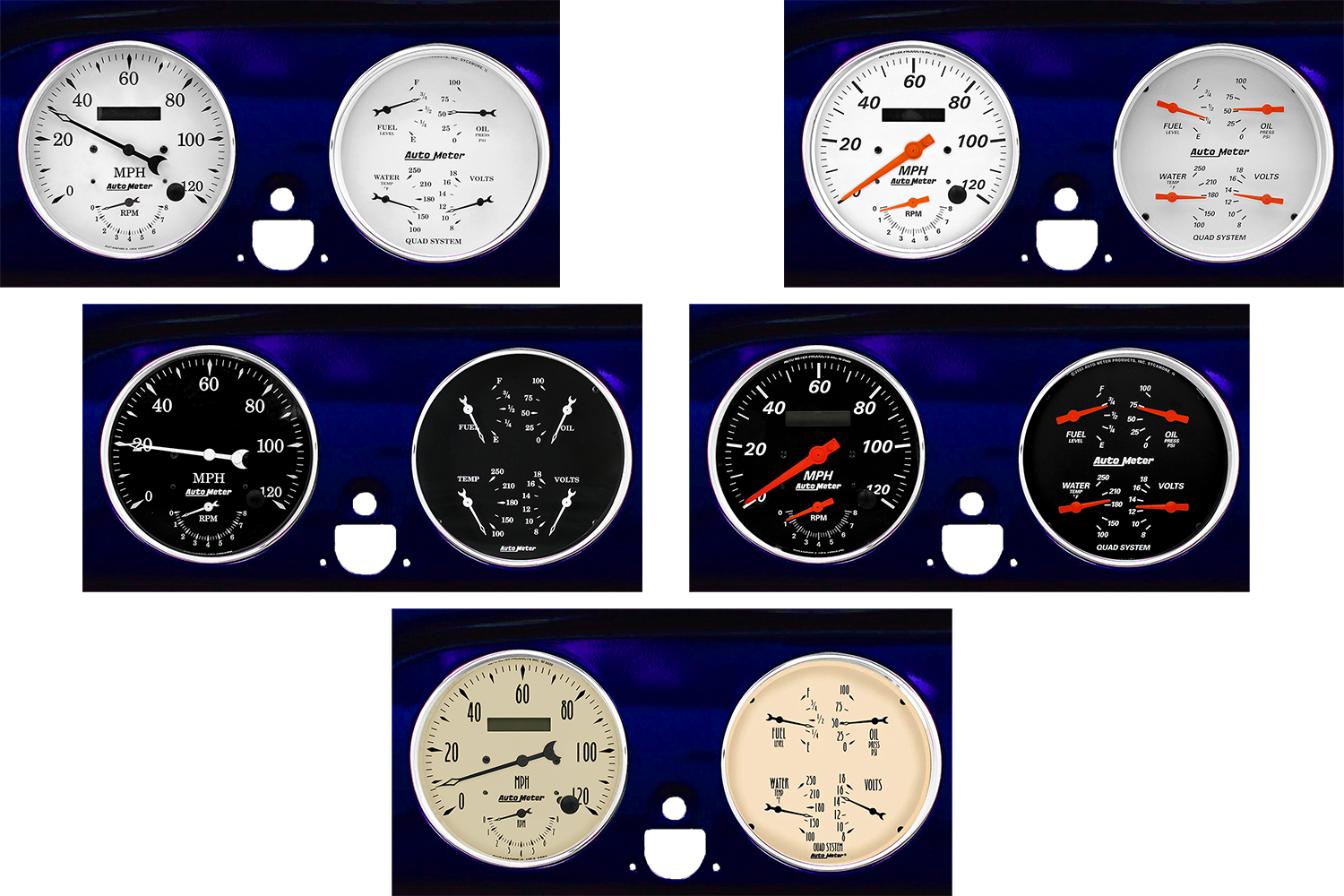 1951-1952 Chevy Car Billet Aluminum Adapter Rings AutoMeter Street Rod Series Gauges (Speedo/Tach)