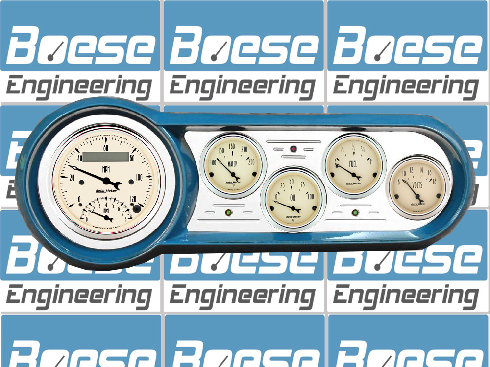 1953-1954 Chevy Car Billet Aluminum Gauge Panel w/ Auto Meter Street Rod Series Gauges (Speedo/Tach) - Image 3