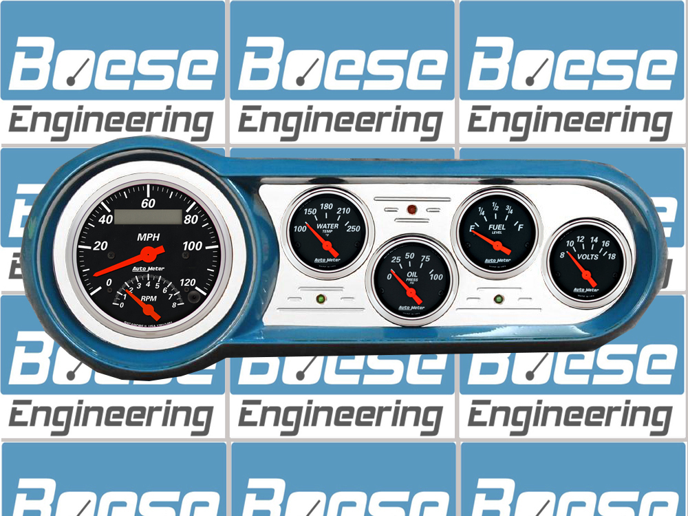 1953-1954 Chevy Car Billet Aluminum Gauge Panel w/ Auto Meter Street Rod Series Gauges (Speedo/Tach) - Image 2