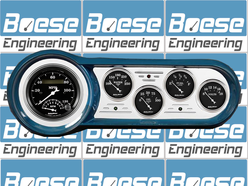 1953-1954 Chevy Car Billet Aluminum Gauge Panel w/ Auto Meter Street Rod Series Gauges (Speedo/Tach) - Image 4