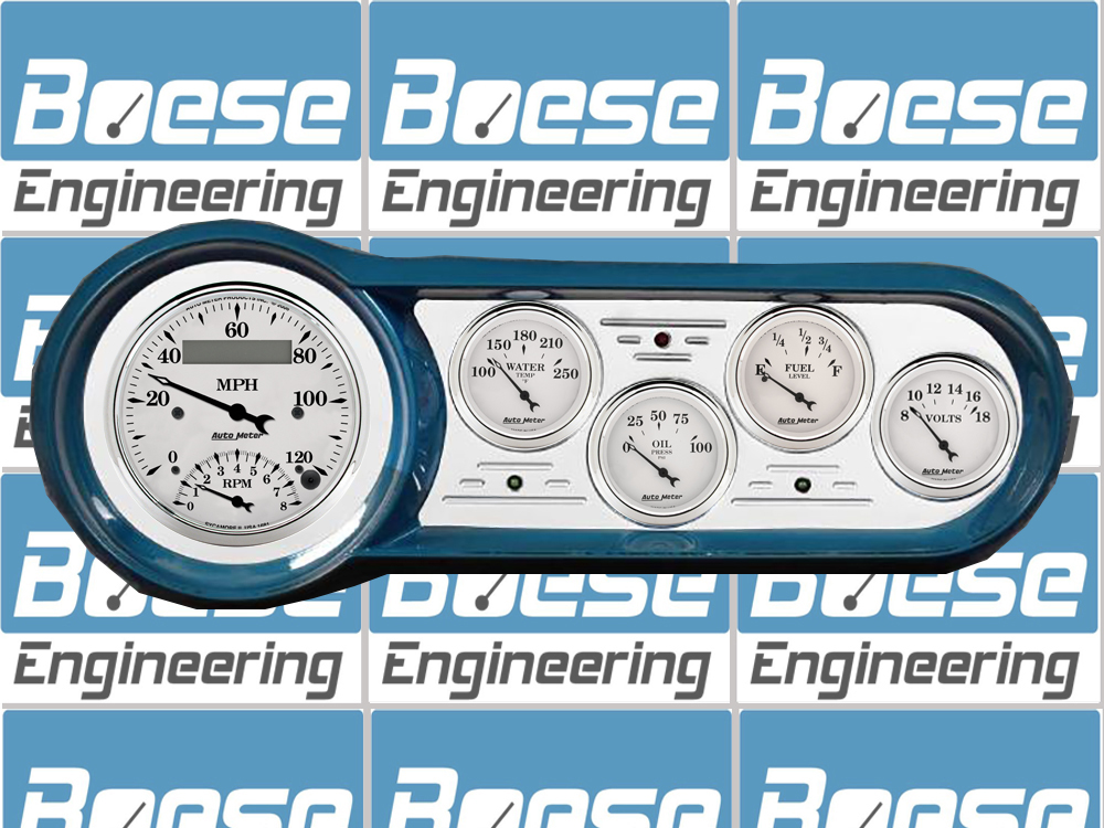 1953-1954 Chevy Car Billet Aluminum Gauge Panel w/ Auto Meter Street Rod Series Gauges (Speedo/Tach) - Image 5