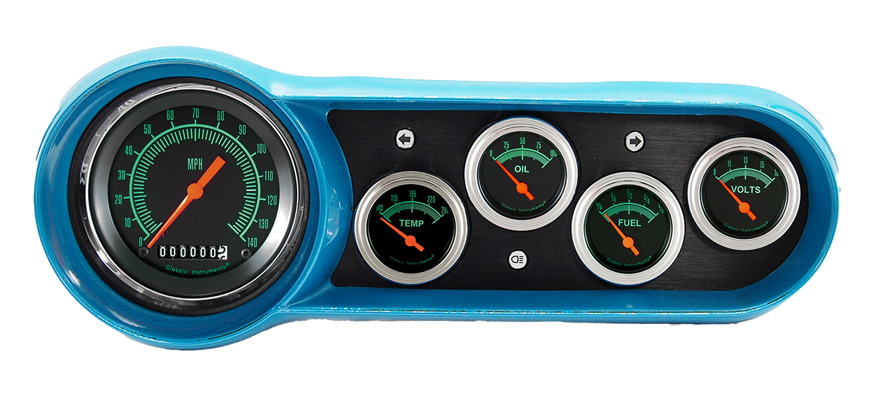 1953-1954 Chevy Car Aluminum Gauge Panels w/ Classic Instruments G/Stock Gauges