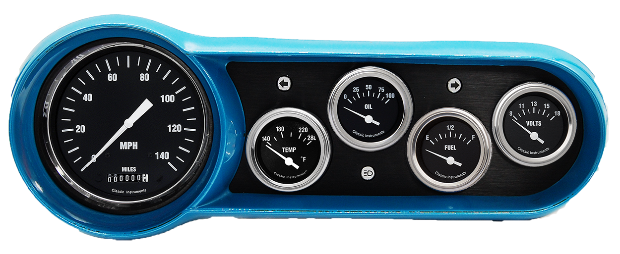 1953-1954 Chevy Car Aluminum Gauge Panels w/ Classic Instruments Hot Rod Gauges
