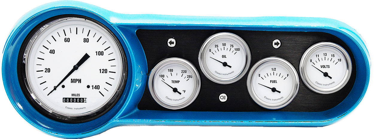 1953-1954 Chevy Car Aluminum Gauge Panels w/ Classic Instruments White Hot Gauges