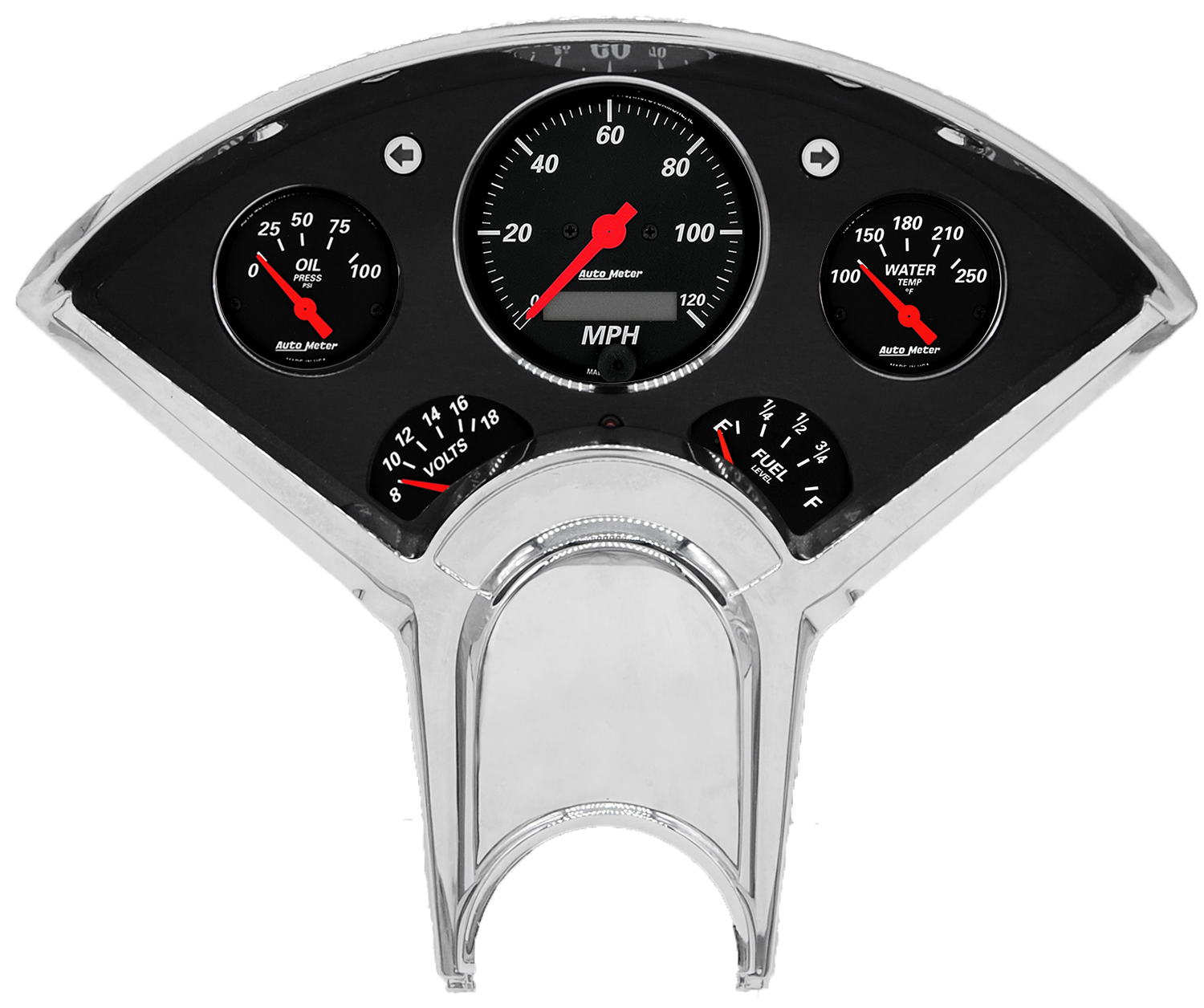 1955-1956 Chevy Car Billet Aluminum Gauge Panel w/ Auto Meter Street Rod series gauges
