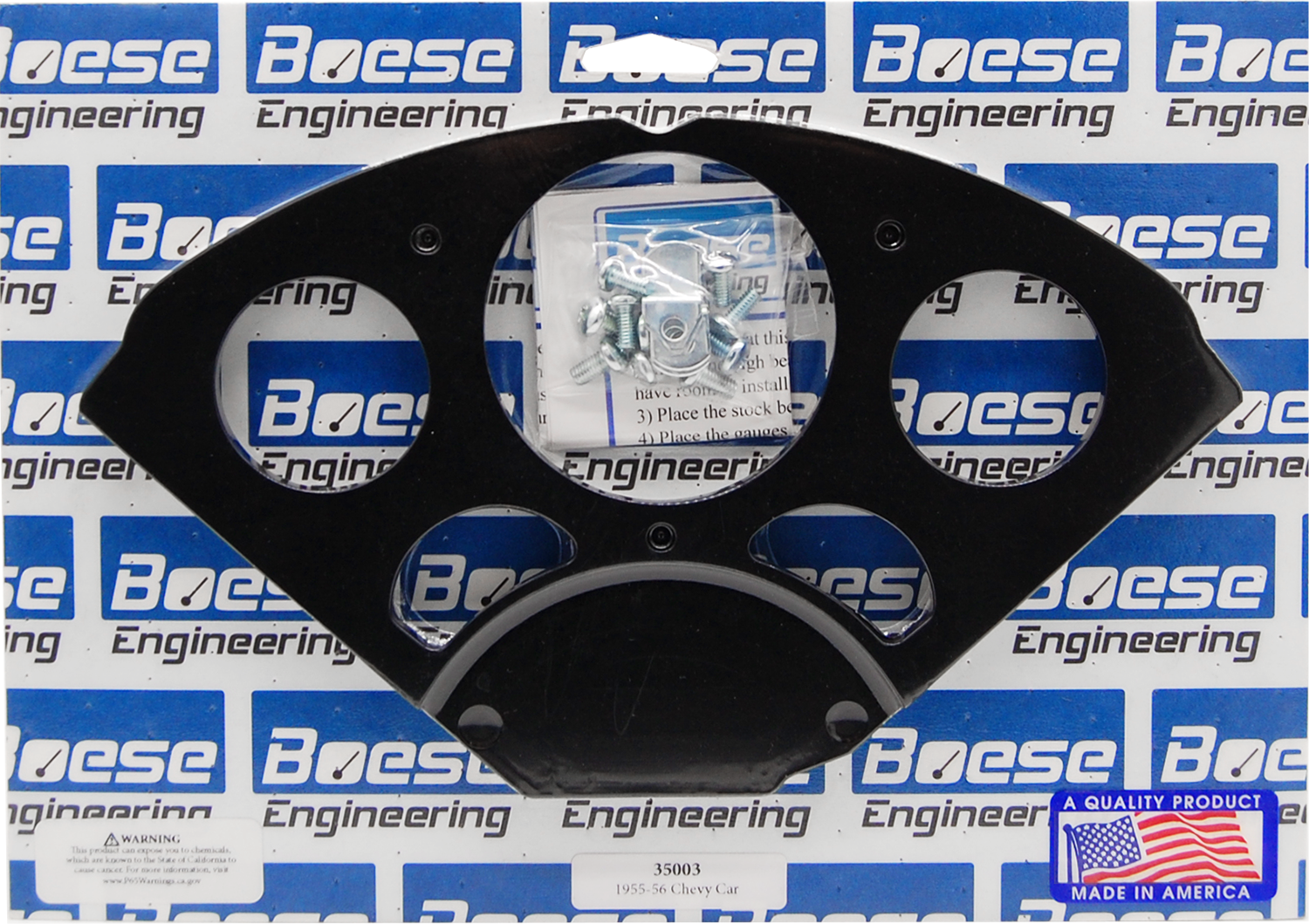 55-56 Chevy Car Black Anodized Billet Aluminum Dash Insert for Auto Meter gauges (3 1/8" & 2 1/16")