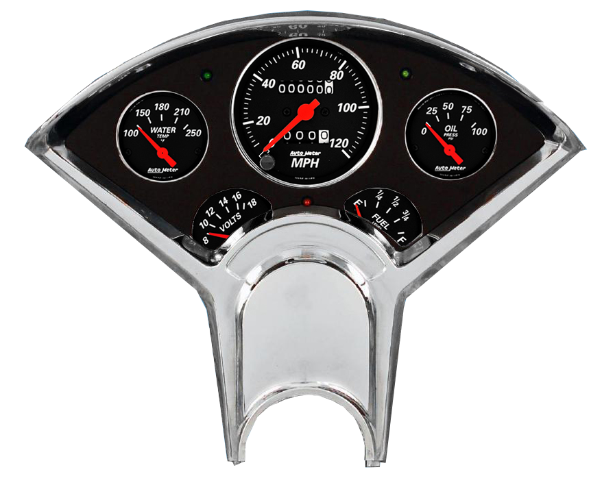 1955-1956 Chevy Car Billet Aluminum Gauge Panel w/ AutoMeter Street Rod series gauges (black anodized) - Image 3