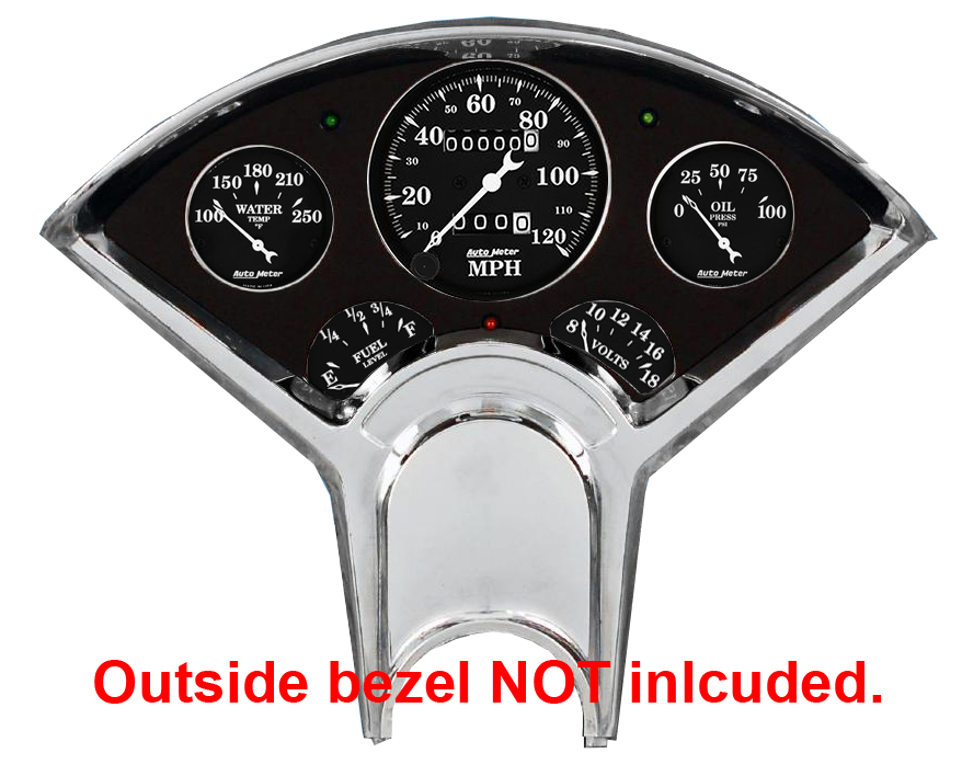 1955-1956 Chevy Car Billet Aluminum Gauge Panel w/ AutoMeter Street Rod series gauges (black anodized) - Image 2