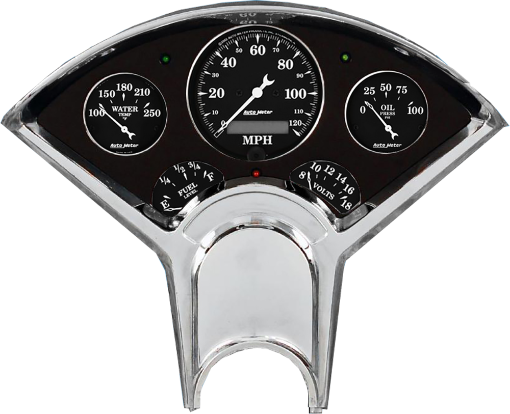 1955-1956 Chevy Car Billet Aluminum Gauge Panel w/ AutoMeter Street Rod series gauges (black anodized)