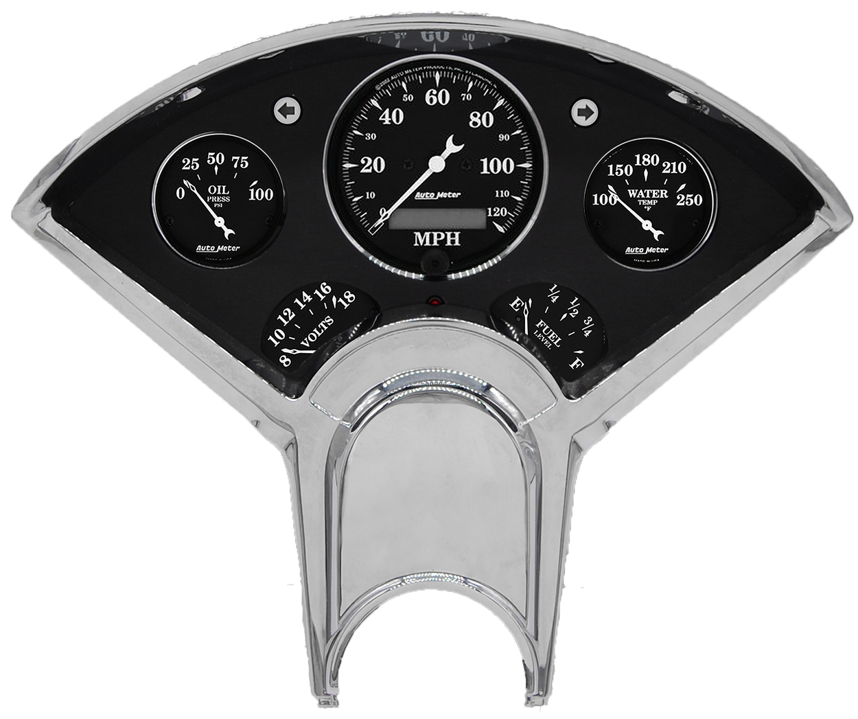 1955-1956 Chevy Car Billet Aluminum Gauge Panel w/ Auto Meter Street Rod series gauges - Image 2