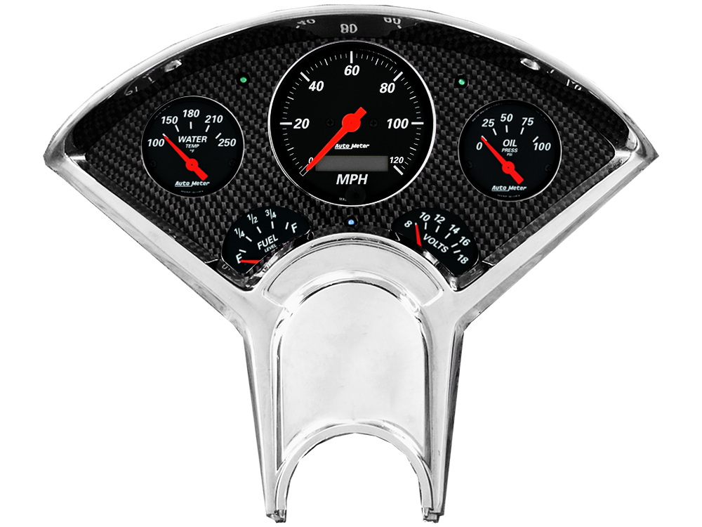 1955-1956 Chevy Car Hydro Dipped Carbon Fiber Gauge Panel w/ Auto Meter Street Rod series gauges