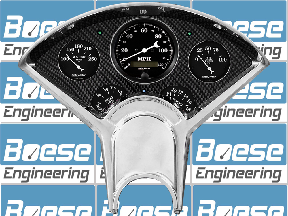 1955-1956 Chevy Car Hydro Dipped Carbon Fiber Gauge Panel w/ Auto Meter Street Rod series gauges - Image 2