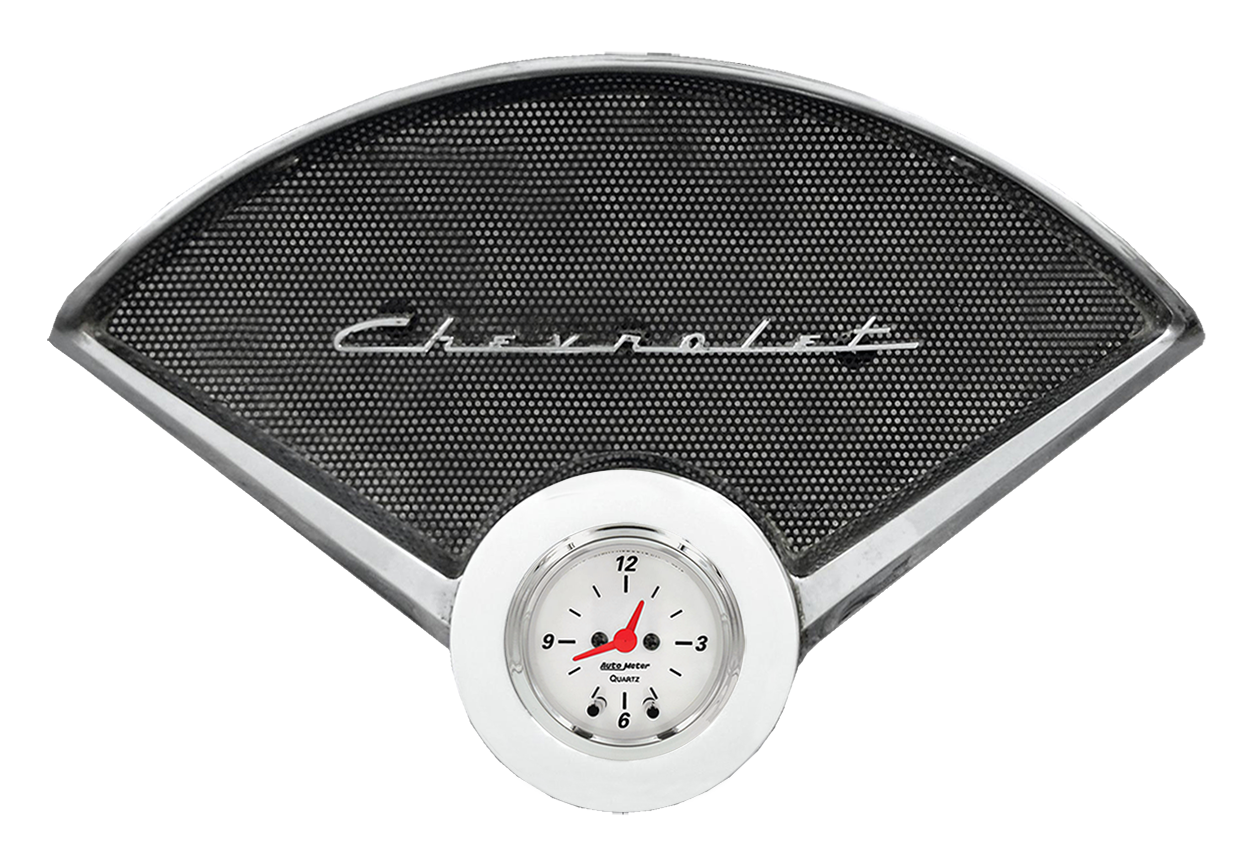55 56 Chevy Car clock aluminum insert w/ Auto Meter Street Rod series quartz clock