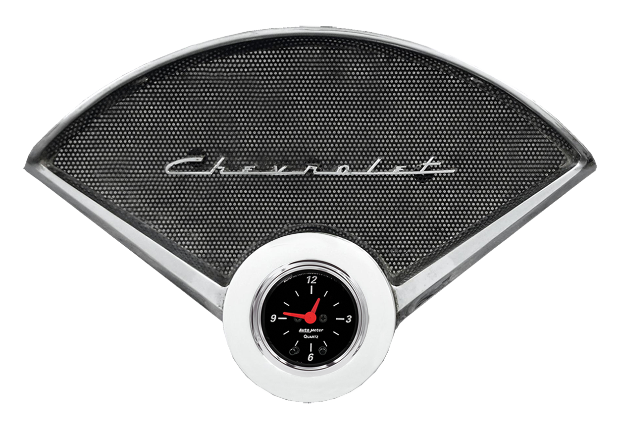 55 56 Chevy Car clock aluminum insert w/ Auto Meter Street Rod series quartz clock - Image 2