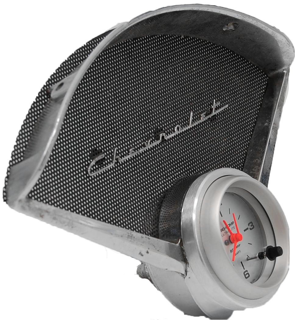 55 56 Chevy Car Aluminum Clock Insert w/ 2 5/8" Auto Meter Ultra-Lite Quartz Clock - Image 2