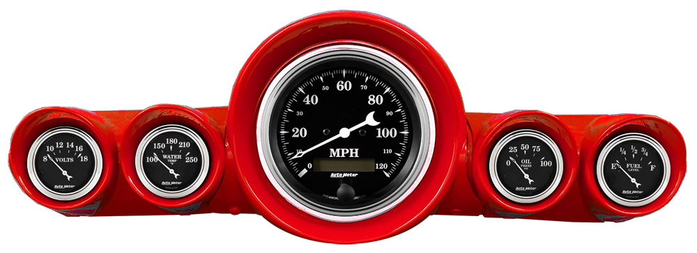 1959-1960 Chevy Impala / El Camino / Bel Air / Biscayne Speedometer Insert w/ AutoMeter Old Tyme Black Gauges