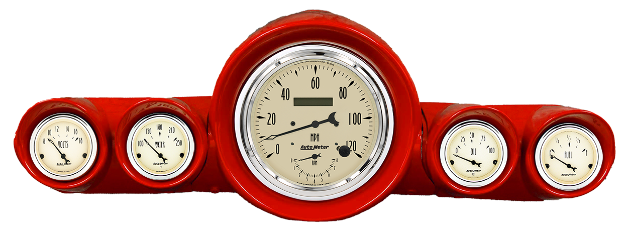 1959-1960 Chevy Impala / El Camino / Bel Air / Biscayne Speedometer Insert w/ AutoMeter Antique Beige Gauges (Speedo/Tach)