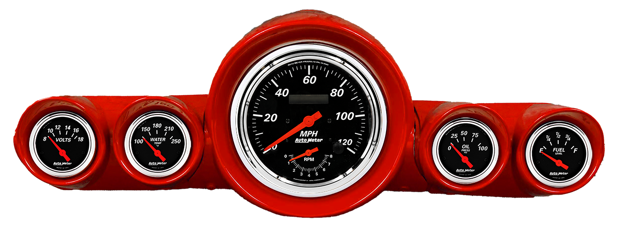 1959-1960 Chevy Impala / El Camino / Bel Air / Biscayne Speedometer Insert w/ AutoMeter Designer Black Gauges (Speedo/Tach)