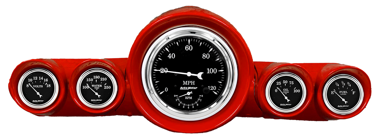 1959-1960 Chevy Impala / El Camino / Bel Air / Biscayne Speedometer Insert w/ AutoMeter Old Tyme Black Gauges (Speedo/Tach)