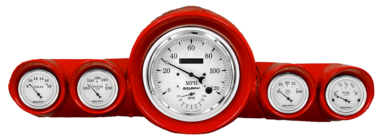 1959-1960 Chevy Impala Speedometer Insert with AutoMeter Old Tyme White Gauges (Speedo/Tach)