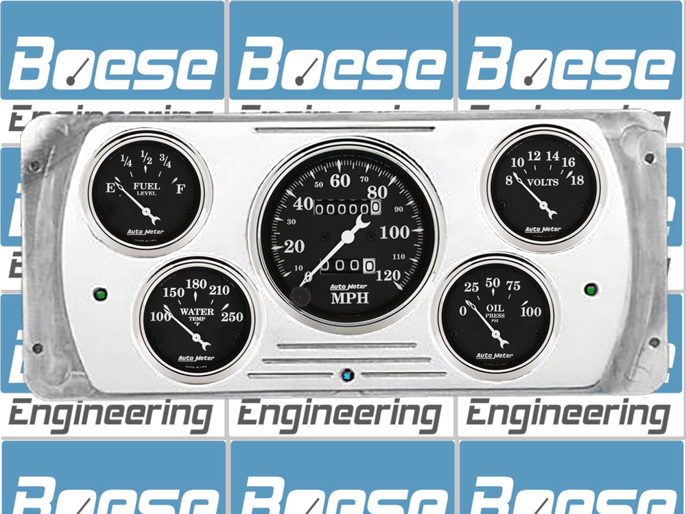 1937 Dodge Car Billet Aluminum Gauge Panel w/ Auto Meter Street Rod series gauges - Image 4