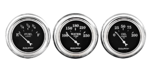 1961-62 Chevy Impala Aluminum Adapter Rings w/ Auto Meter Old Tyme Black Gauges