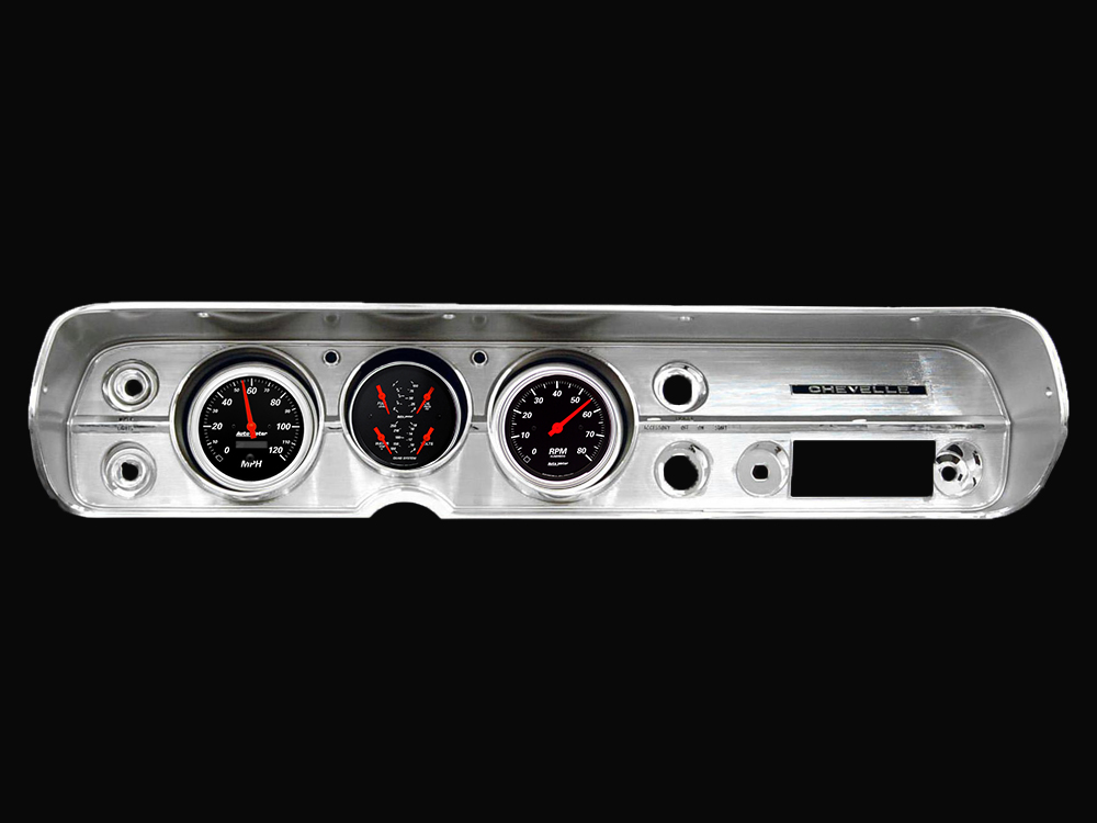 1964-1965 Chevelle Aluminum Adapter Panel w/ Auto Meter Street Rod Series Gauges