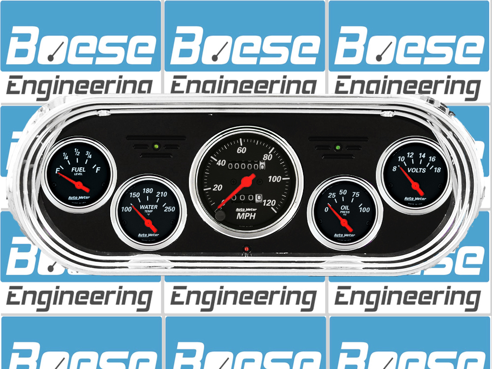 1962-1965 Chevy Nova Billet Aluminum Gauge Panel w/ Auto Meter Street Rod series gauges (black anodized)