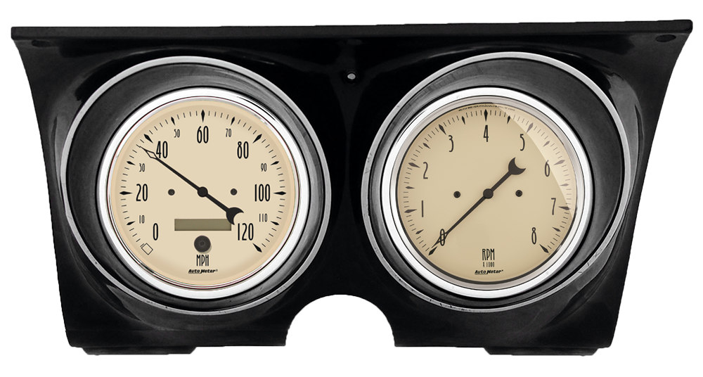 1967-68 Camaro / Firebird Billet Aluminum Gauge Panels w/ 5" Auto Meter Antique Beige gauges