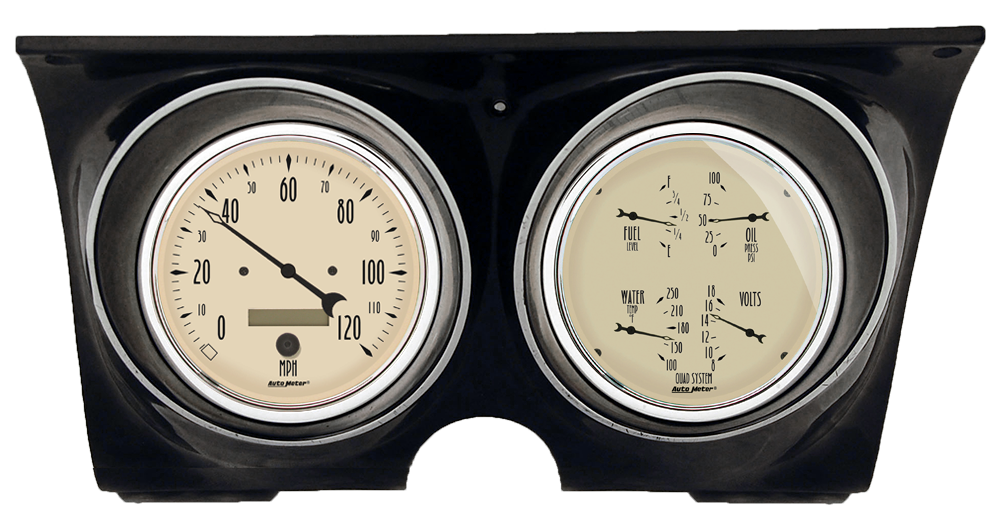 1967-68 Camaro / Firebird Billet Aluminum Gauge Panels w/ 5" Auto Meter Antique Beige Gauges