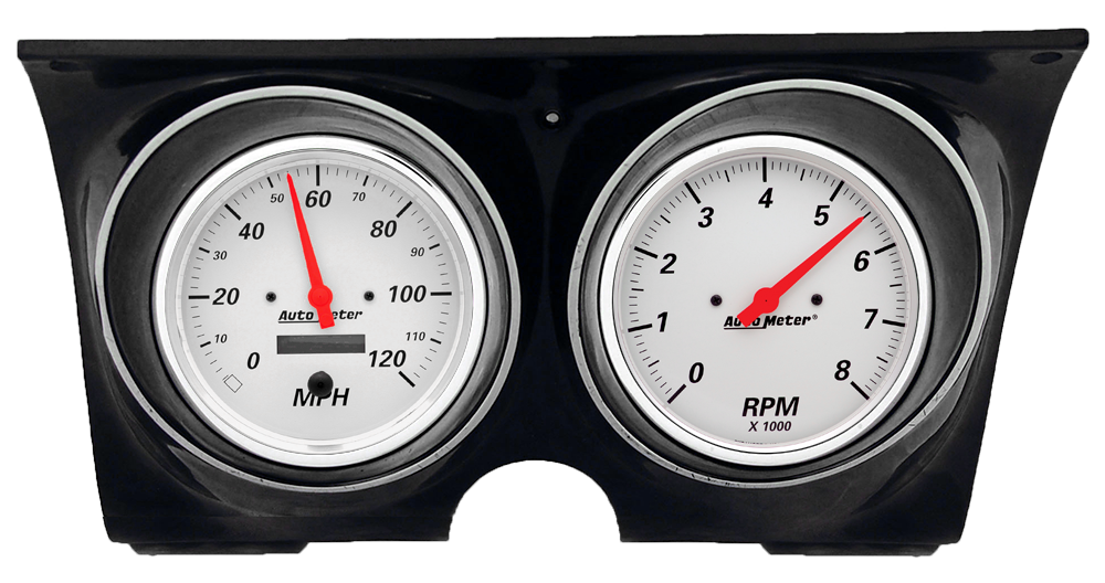 1967-68 Camaro / Firebird Billet Aluminum Gauge Panels w/ 5" Auto Meter Arctic White Gauges