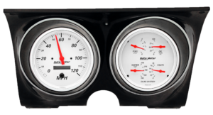 1967-68 Camaro / Firebird Billet Aluminum Gauge Panels w/ 5" Auto Meter Arctic White Gauges