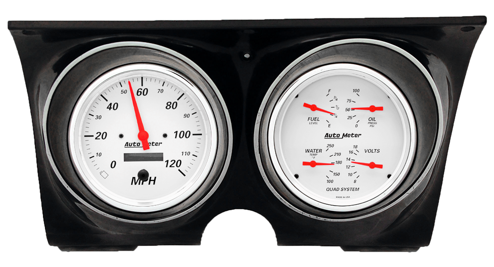 1967-68 Camaro / Firebird Billet Aluminum Gauge Panels w/ 5" Auto Meter Arctic White Gauges