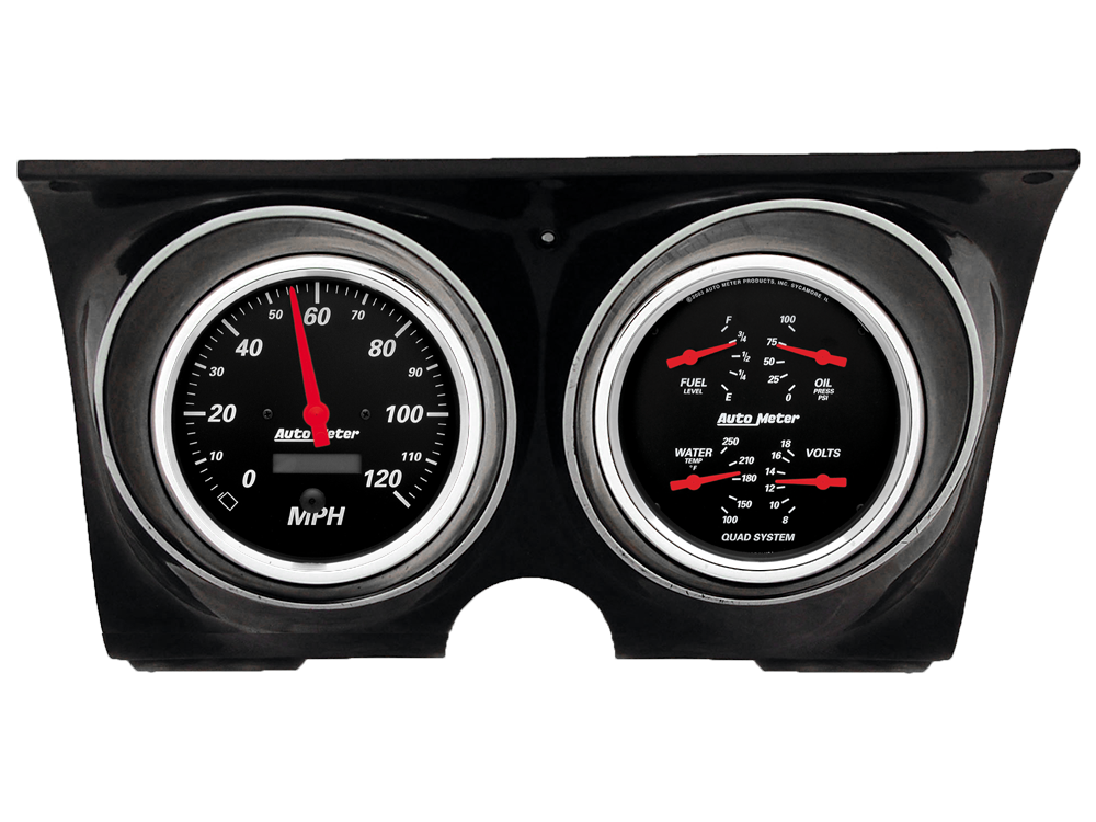 1967-68 Camaro / Firebird Aluminum Gauge Panels w/ 5? Auto Meter Designer Black Gauges