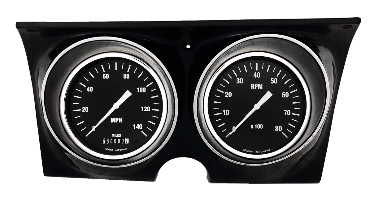 1967-1968 Chevy Camaro Aluminum Adapter Rings w/ Classic Instruments Hot Rod Gauges