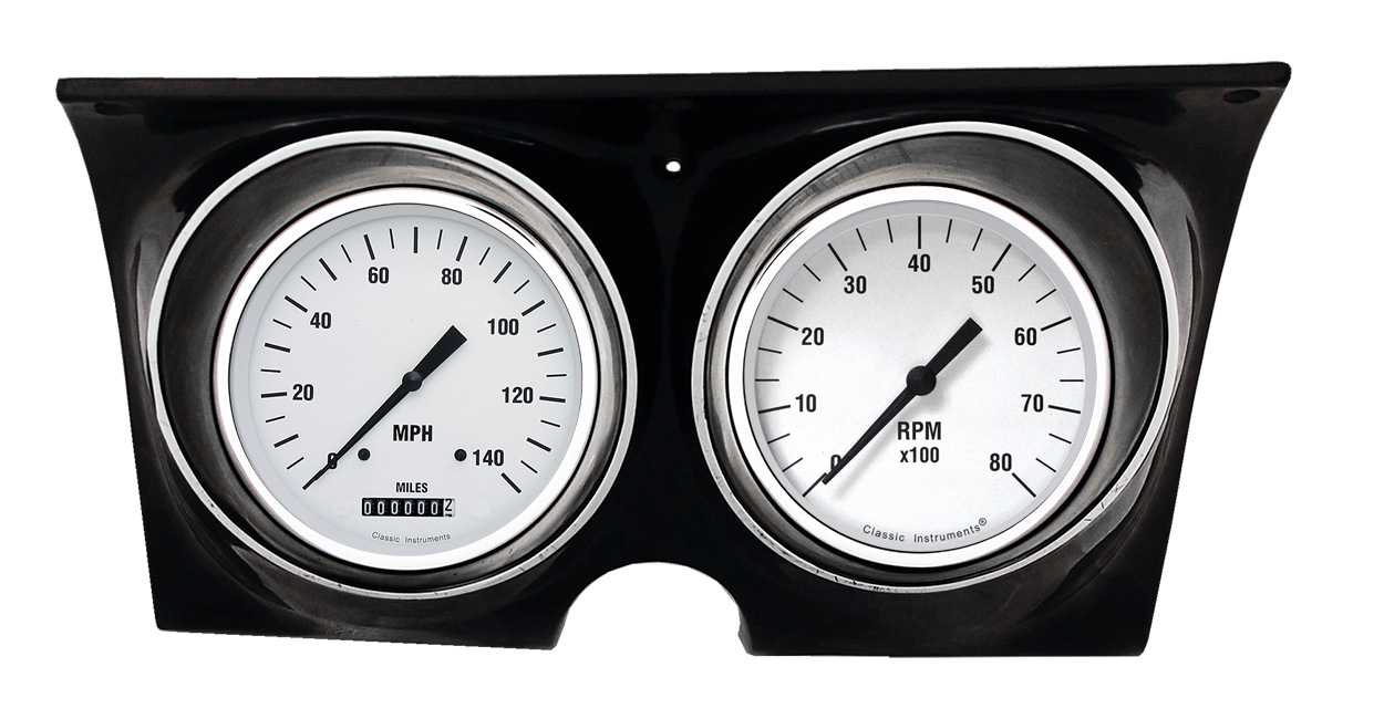 1967-1968 Chevy Camaro Aluminum Adapter Rings w/ Classic Instruments White Hot Gauges