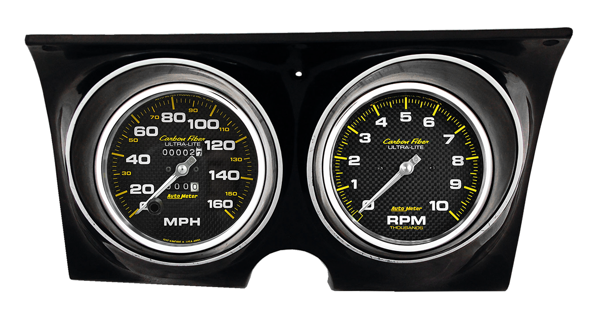 1967-1968 Chevy Camaro Adapter Rings w/ Auto Meter Carbon Fiber Gauges - Image 2